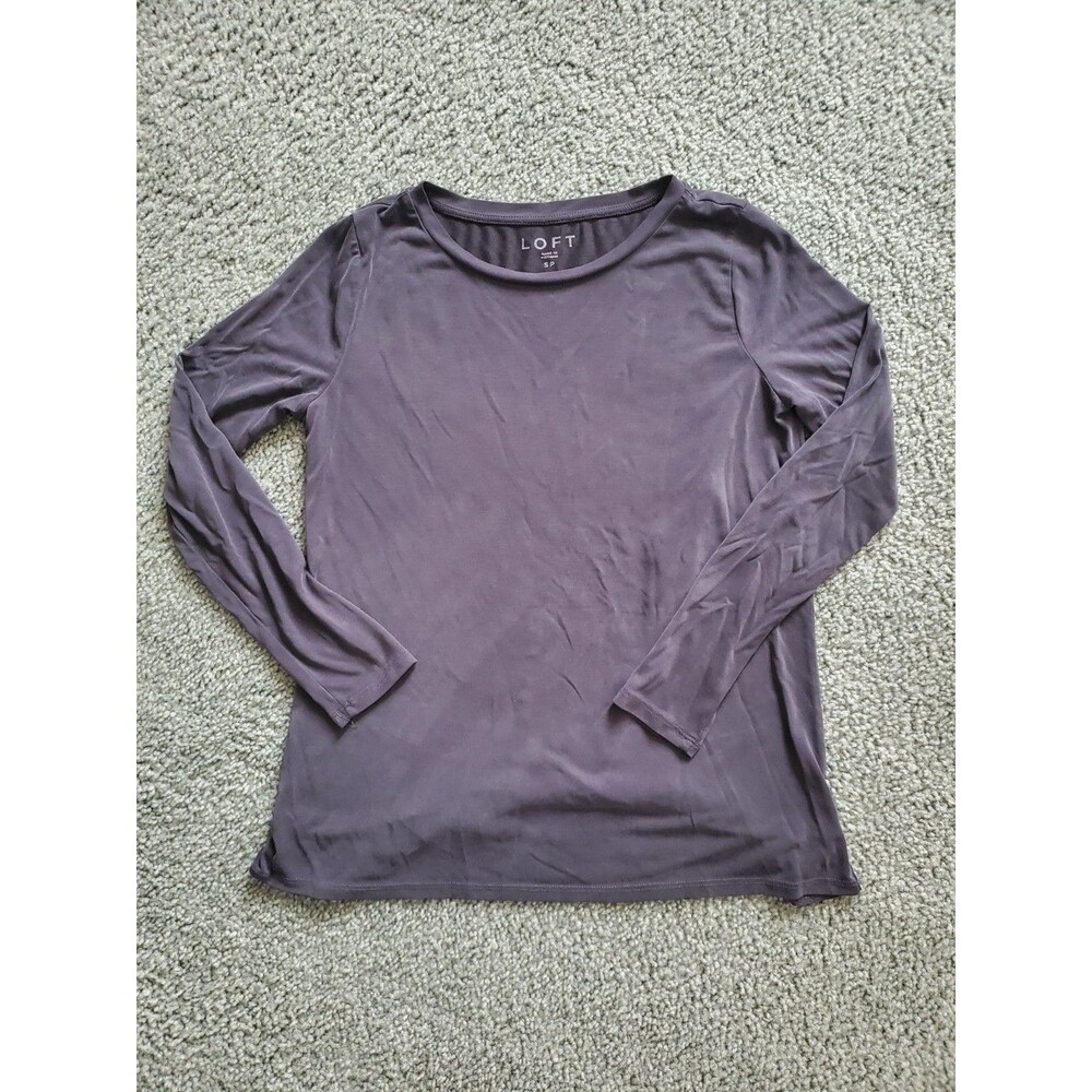 Loft Gray Long Sleeve Ruffled Womens Top Size SP